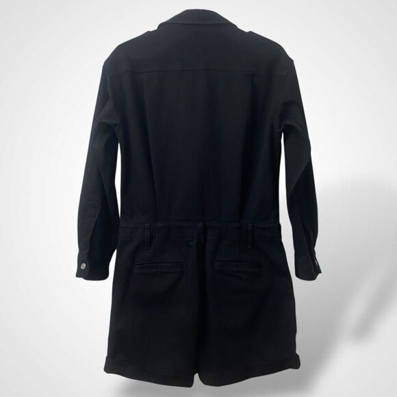 Current Elliott Denim Women Shortall Romper Size M (CE1) Black Cotton Button Fly - Picture 10 of 10